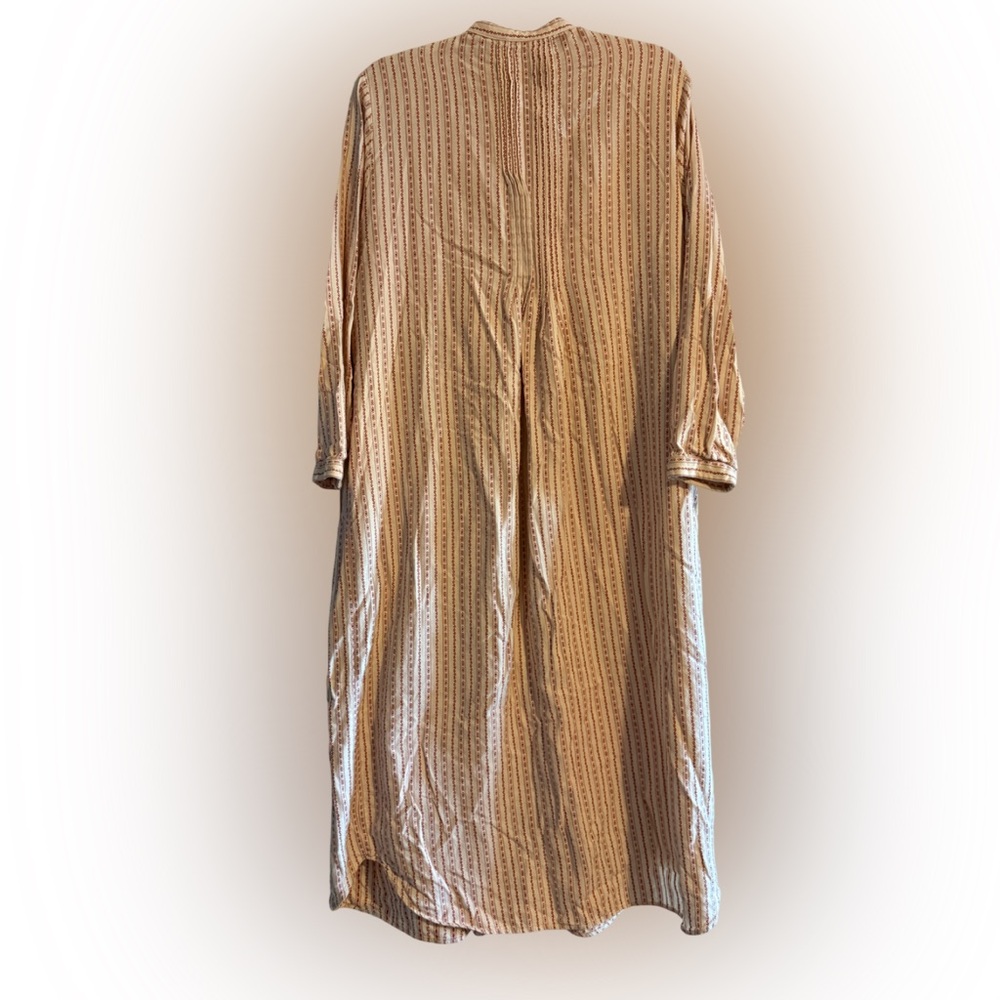 90s Vintage L.L. Bean Dobby Striped Cotton Flannel Nightgown Red White Medium - Picture 5 of 12
